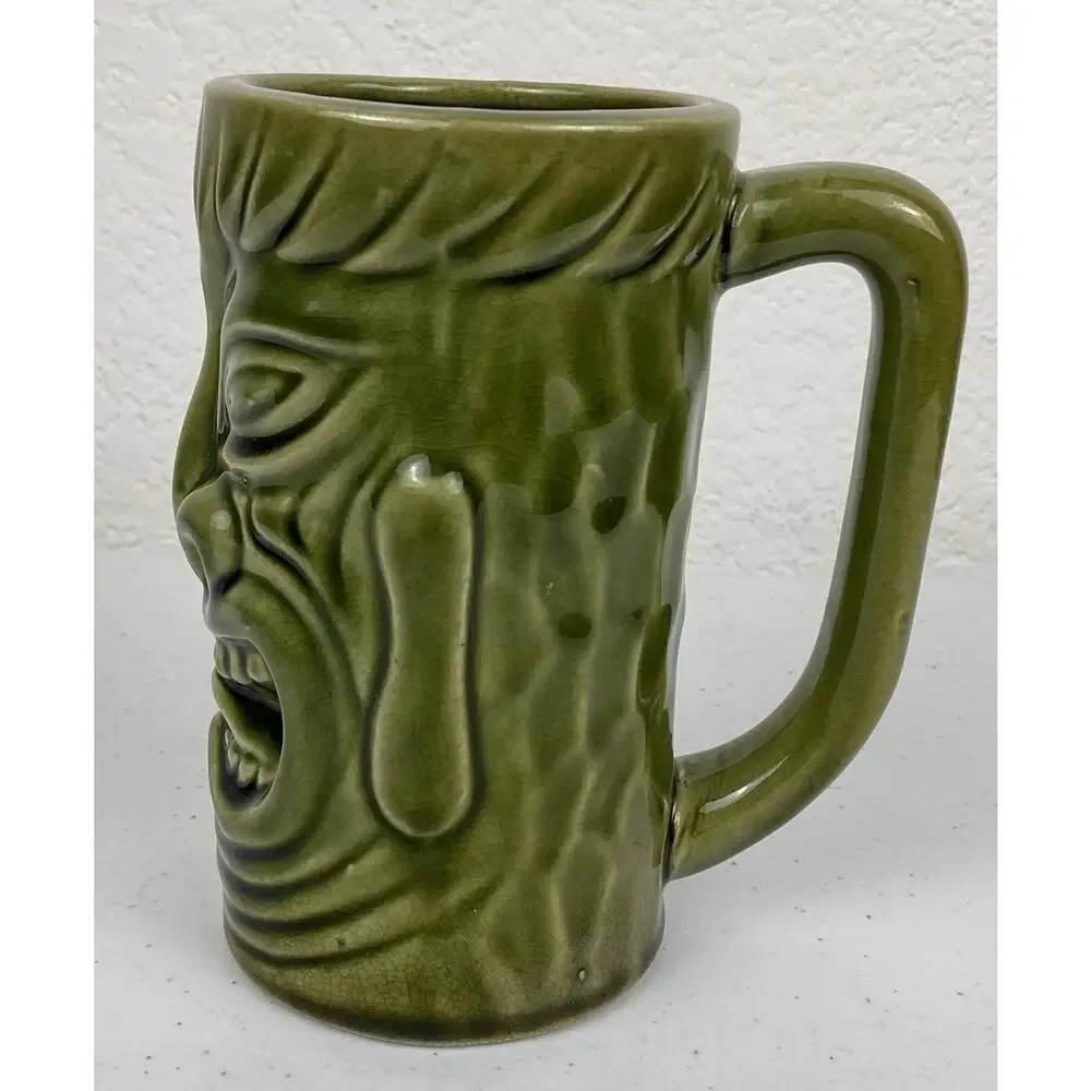 VTG OtagiriGreen Tiki Mug Ceramic Polynesian Coconut Cup Barware Imported